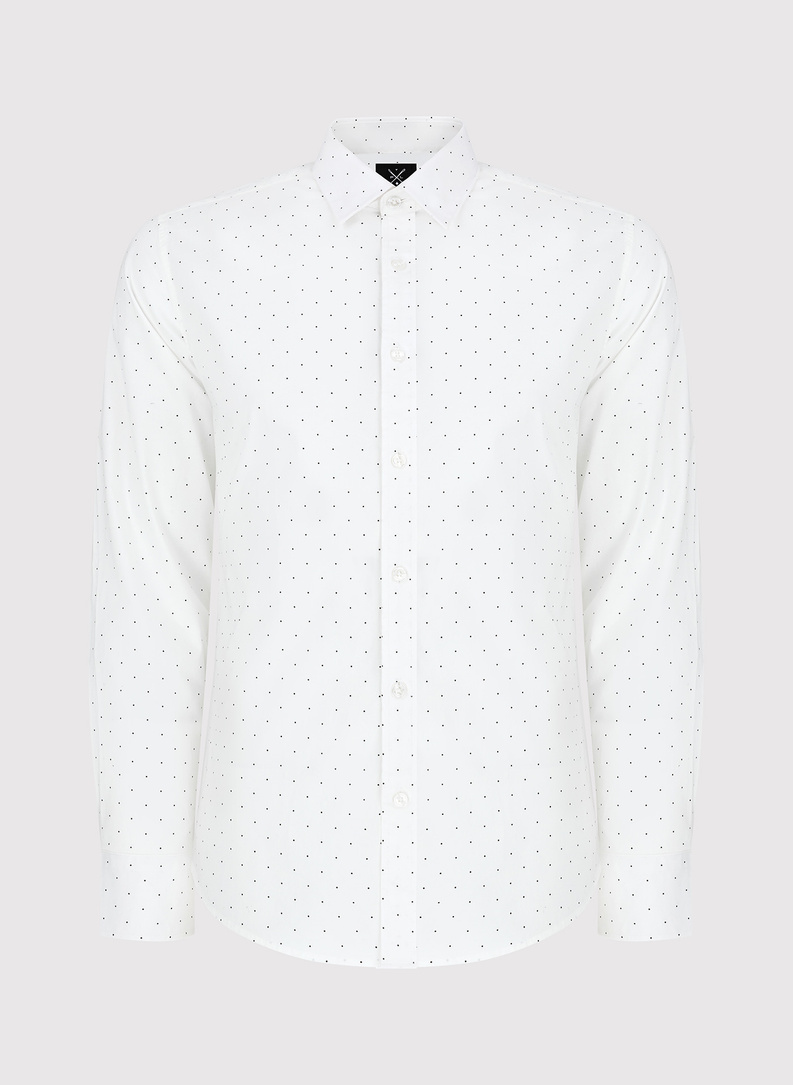 Biała koszula męska w czarne kropki