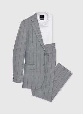 Szara marynarka garniturowa w kratę Windowpane