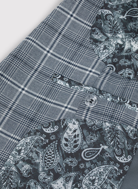 Szara marynarka garniturowa w kratę