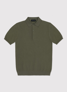 Zielony t-shirt polo o waflowym splocie