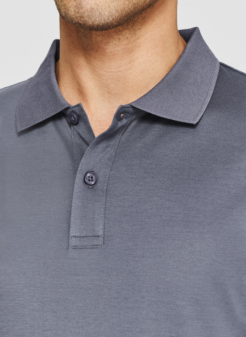 Niebieski t-shirt polo z bawełny