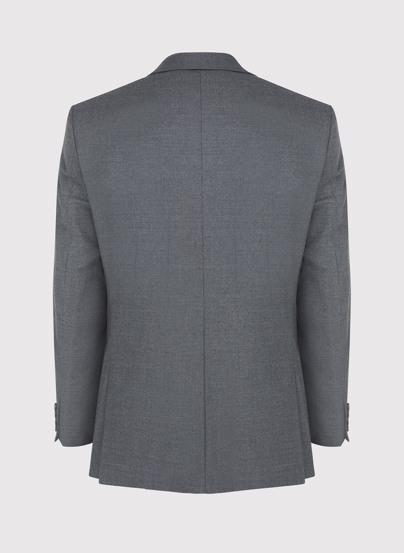 Gładki szary garnitur z wełny
