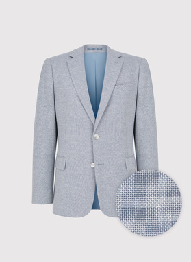 Niebieska marynarka casual z lnem i wełną