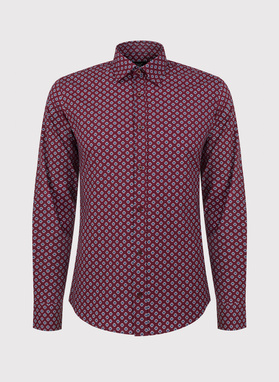 Męska bordowa koszula w kwiatki