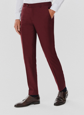 Dwuczęściowy gładki garnitur męski w kolorze burgundowym