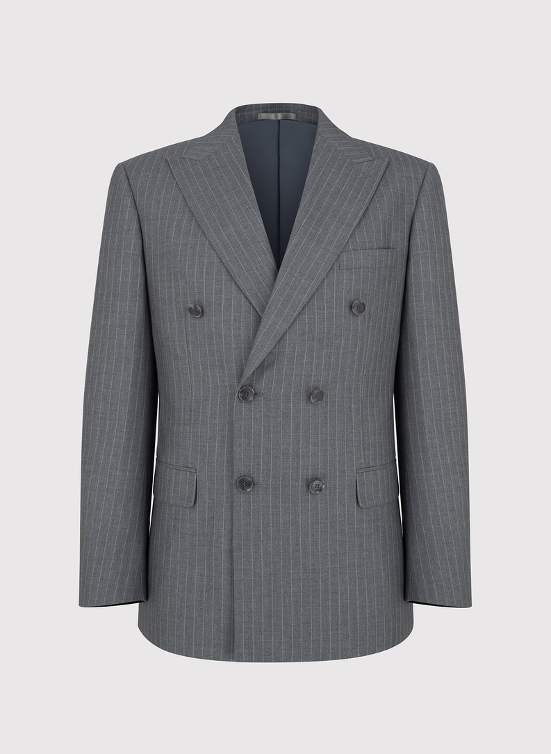 Szara marynarka garniturowa w prążek