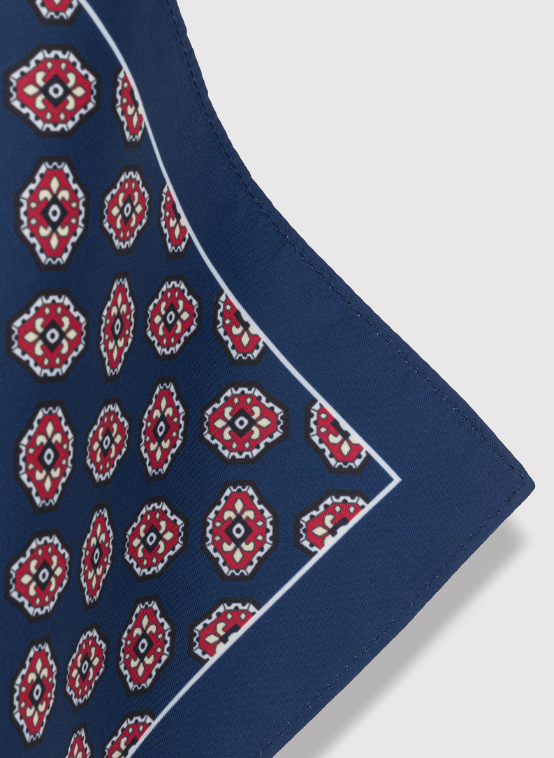 Wzorzysta granatowa poszetka męska