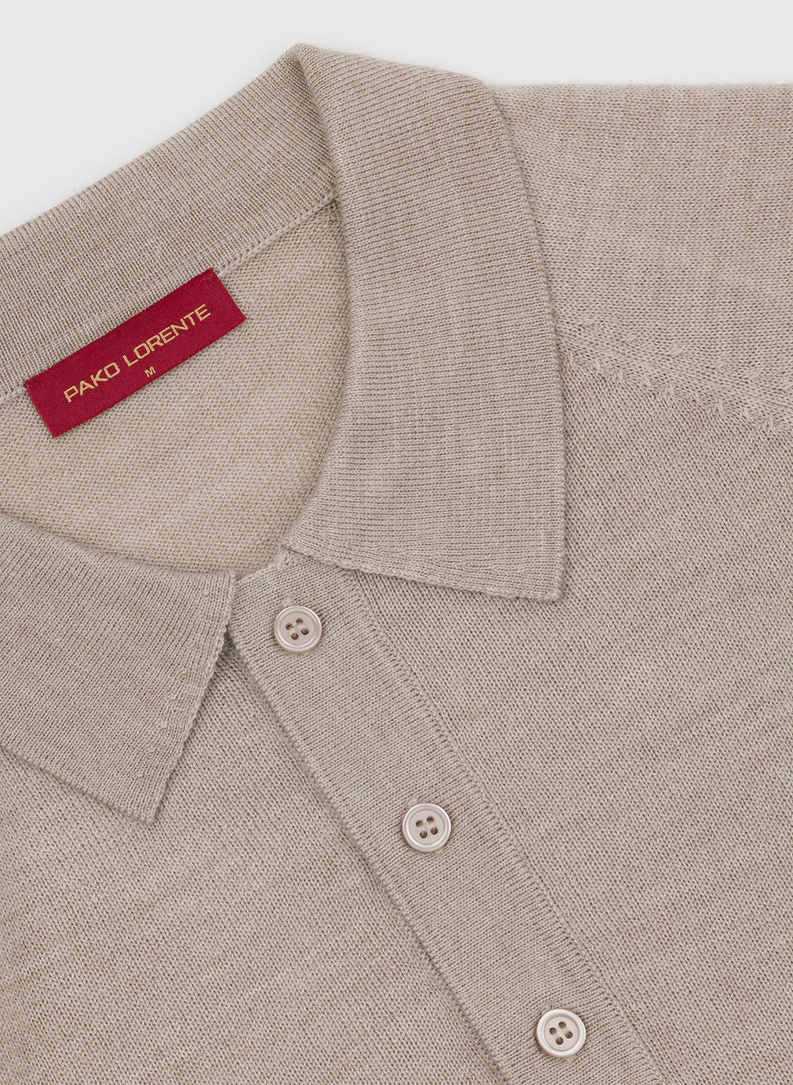 Męski sweter polo z wełną