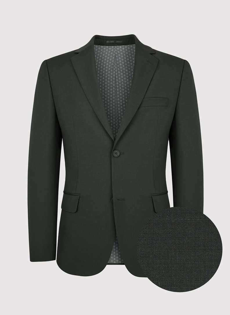 Ciemnozielony garnitur z wełną