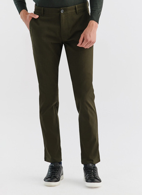 Zielone spodnie męskie o kroju Slim Fit