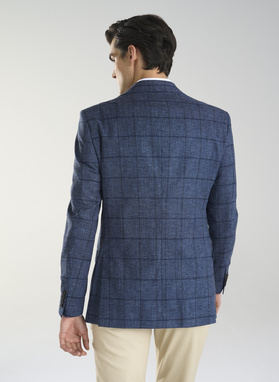 Granatowa marynarka męska w kratkę