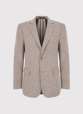 Brązowa marynarka w pepitkę