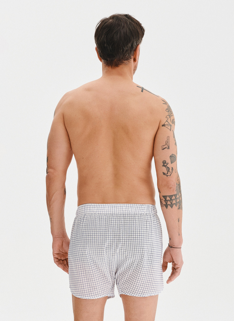 Zestaw bawełnianych bokserek męskich w drobną kratkę