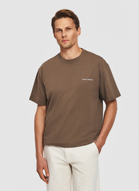 Bawełniany t-shirt oversize w kolorze brązowym