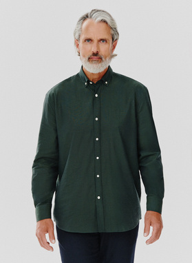 Gładka koszula męska zielona długi rękaw