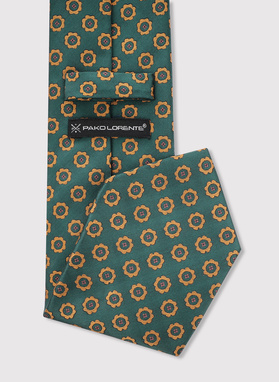 Zielony krawat męski w kwiatki