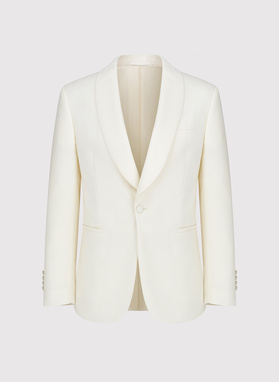 Ślubna wełniana marynarka smokingowa w kolorze ecru