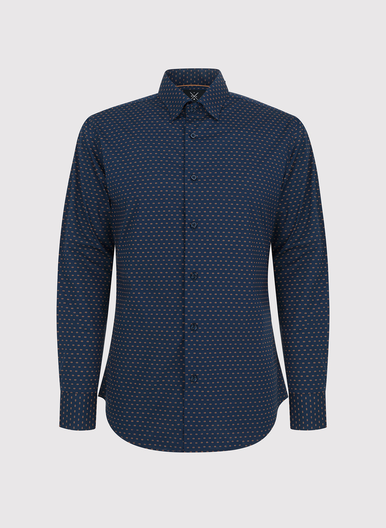 Granatowa koszula męska mikrowzór