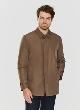 Brązowy przejściowy płaszcz męski