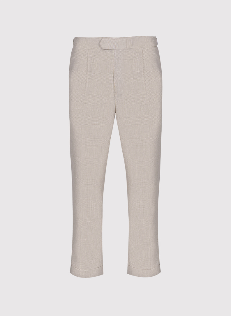 Beżowe spodnie casual z lnem