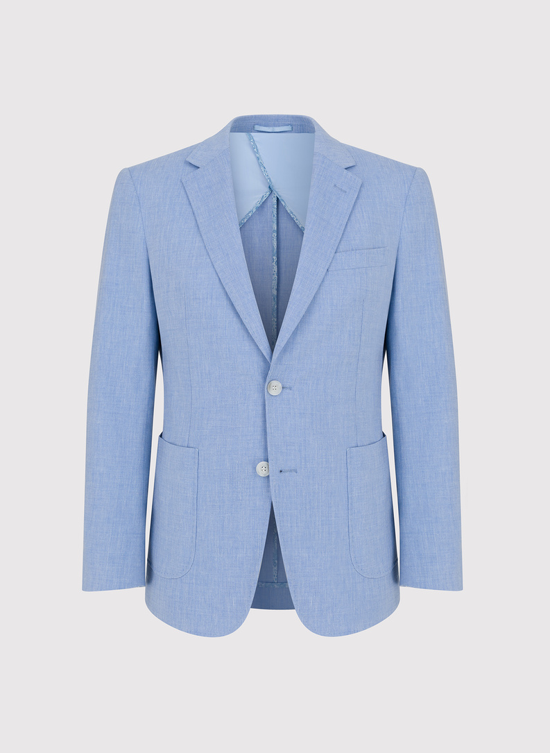 Niebieska marynarka z lnem i bawełną