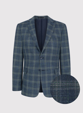 Granatowa casualowa marynarka męska w zieloną kratę