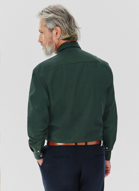 Gładka koszula męska zielona długi rękaw