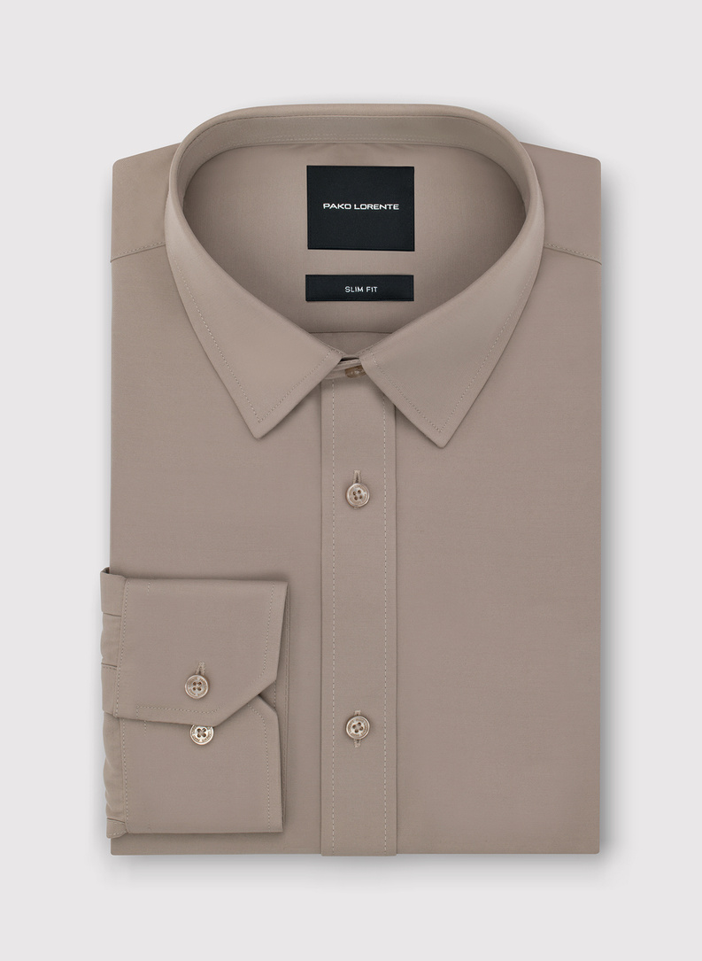 Brązowa koszula męska z wełną