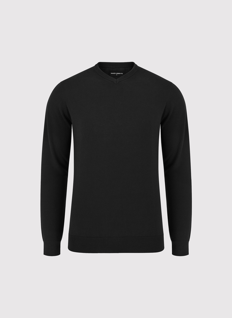 Czarny sweter v-neck