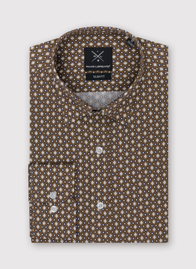 Brązowa męska koszula w mikrowzór
