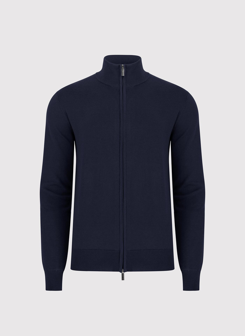 Granatowy rozpinany sweter męski