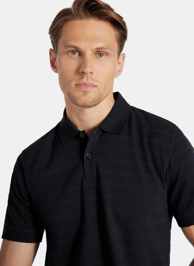 Granatowe bawełniane polo w prążki