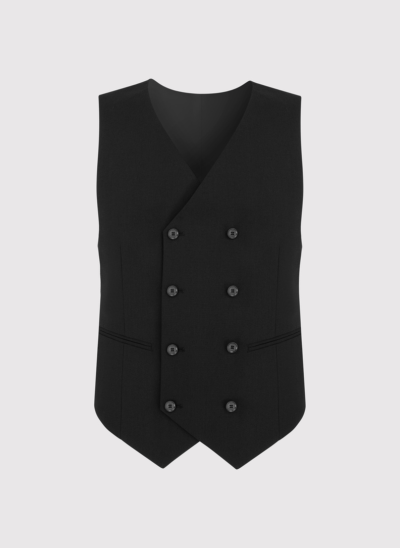 Czarna dwurzędowa kamizelka męska 