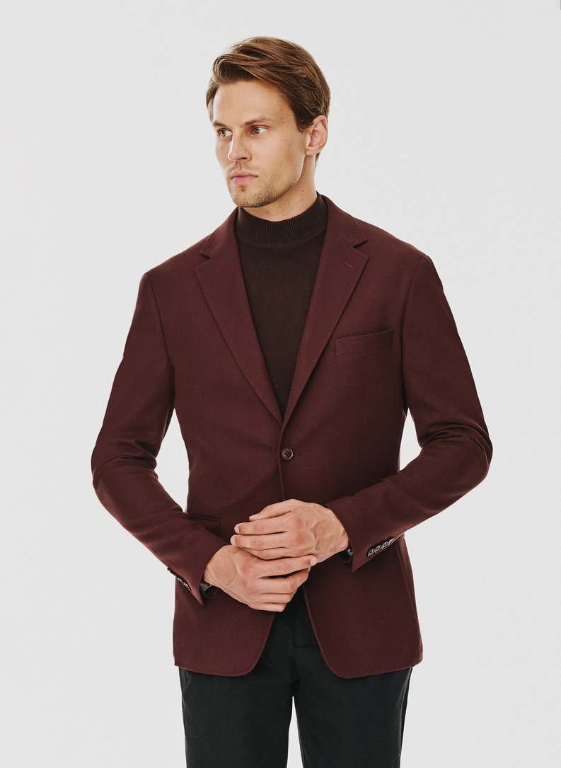 Brązowa gładka marynarka męska