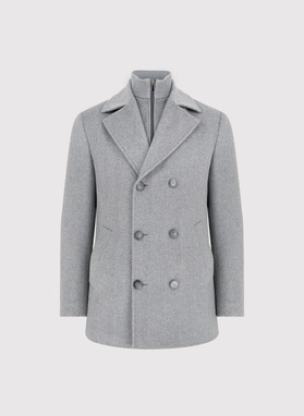 Wełniany dwurzędowy płaszcz męski