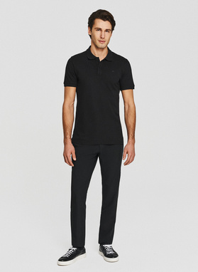 Czarne bawełniane polo męskie