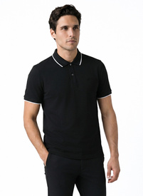 Czarny t-shirt polo