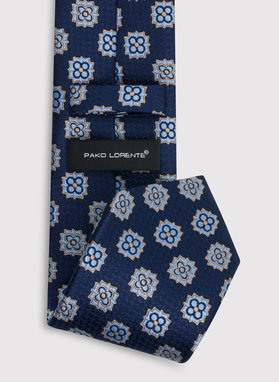 Granatowy krawat męski we wzór geometryczny