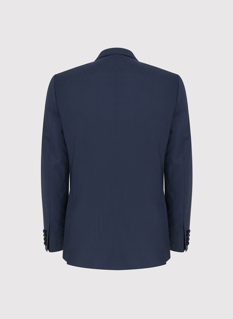 Ślubna żakardowa marynarka smokingowa w kolorze granatowym