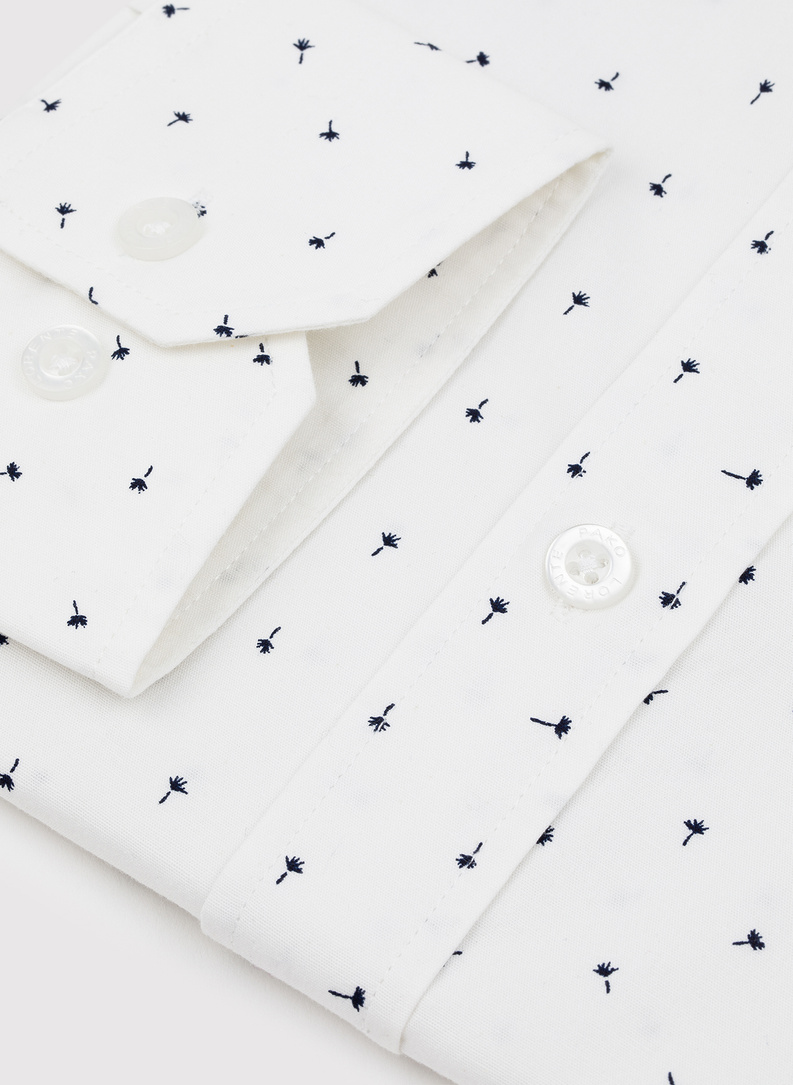 Biała koszula męska w mikrowzór