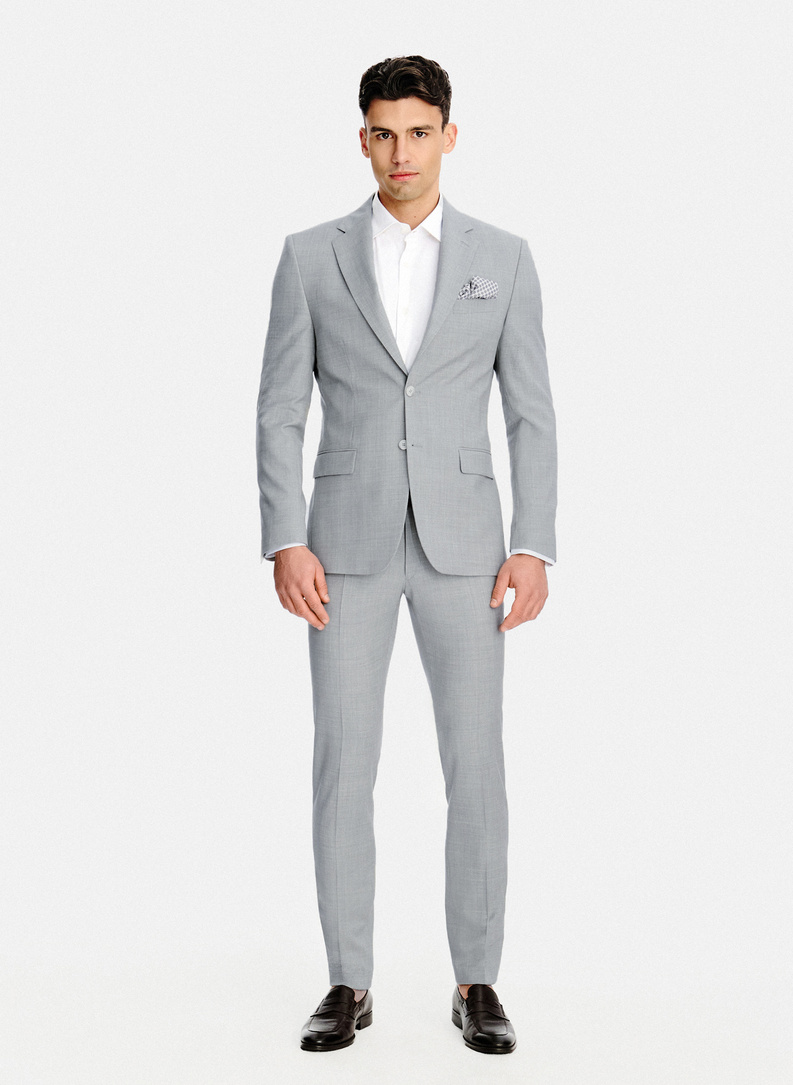 Szara marynarka garniturowa z wełny