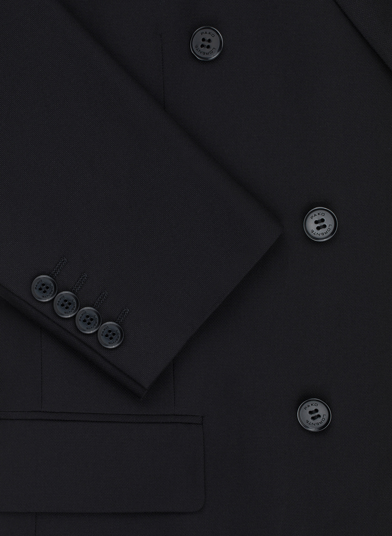 Dwurzędowa czarna marynarka garniturowa