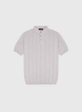 Beżowe polo swetrowe w prążek