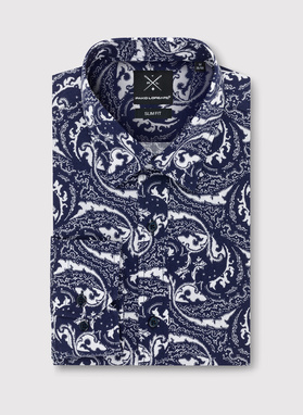 Granatowa koszula w oryginalny wzór