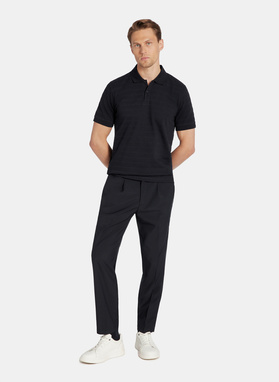 Granatowe bawełniane polo w prążki