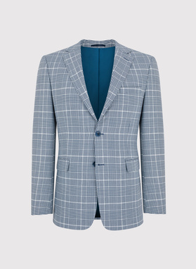 Niebieska marynarka garniturowa w kratę