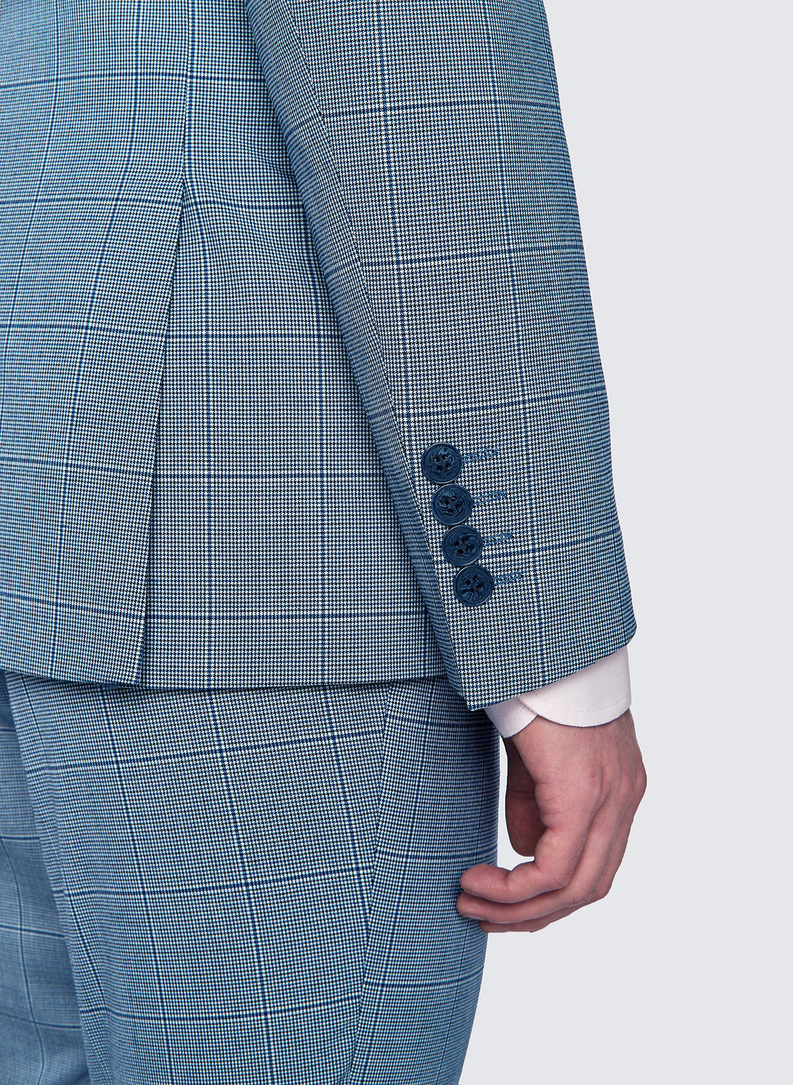 Niebieski garnitur męski w kratkę
