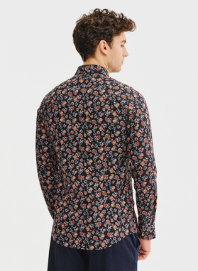Czarna koszula męska w kwiaty