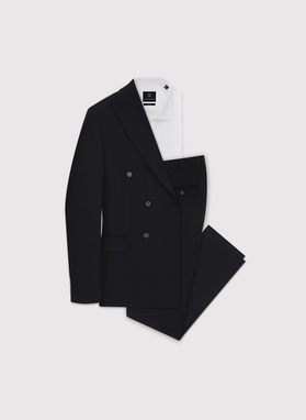 Dwuczęściowy czarny garnitur męski