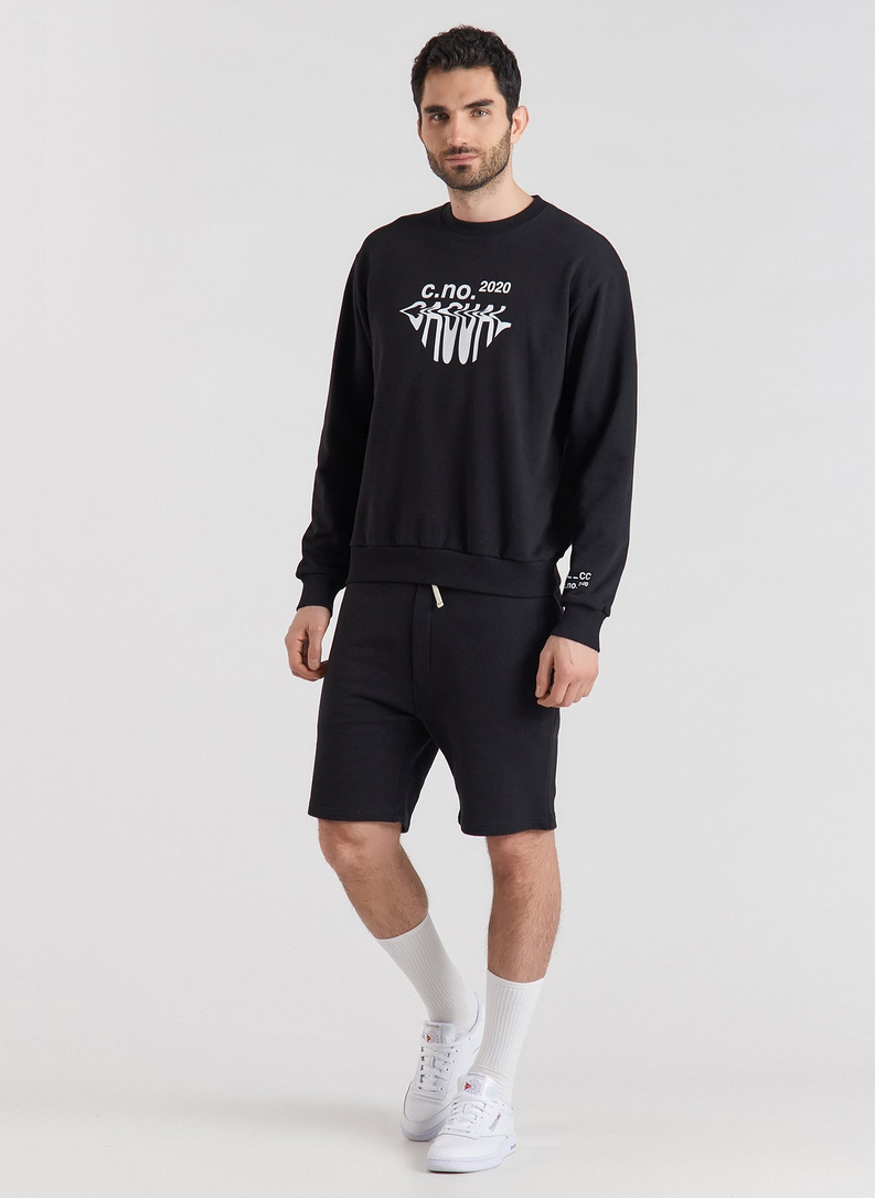 Czarna bluza oversize z okrągłym dekoltem C21SF-2B-002-C